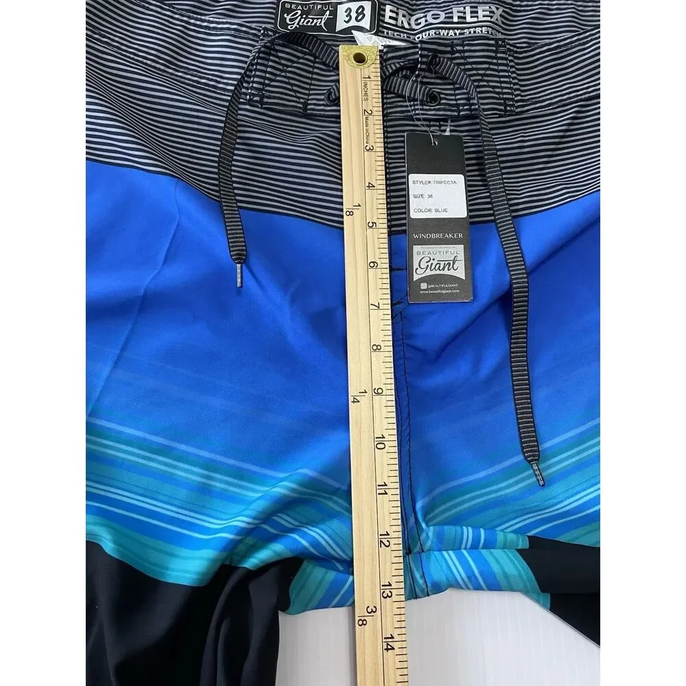 Beautiful Giant Men's Windbreak Swimwear Board Shorts Ergo Flex Stretch Size 38